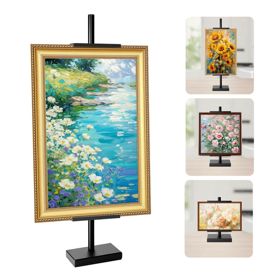AZEAM Tabletop Easel Stand, Adjustable Poster Stand for Frames up to 29" , Black Metal Standing Easel Display Stand for Art Signs Photos, Framed Artwork Display Easel Stands for Home Events