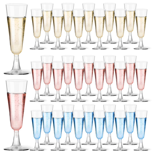 Plastic Champagne Flutes 40 Pack, 5.5 Oz Clear Disposable Plastic Champagne Glasses, Wine Glasses Cups for Wedding Celebration Birthday Party Valentines Wine Tasting New Years Eve Party Supplies