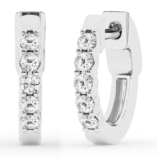Belacqua 0.25 Carat Round Lab Grown Diamond Huggie Hoop Earrings in Sterling Silver, Color G+, Clarity SI, Prong Set, Fine Jewelry for Women, Gift Box Included