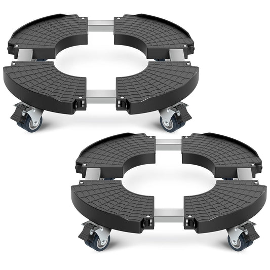 sanyi Plant Caddy with Wheels, 2 Pack 8-21" Adjustable Rolling Plant Stands with Wheels Heavy Duty Large Plant Potted Trolley Dolly Cart Garden Tower Pot Greenstalk Vertical Planter Umbrella Base