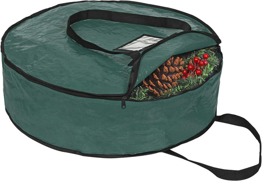 ProPik Christmas Wreath Storage Bag - Heavy Duty Tear Resistant Holiday Container | 36” x 8” (Green)