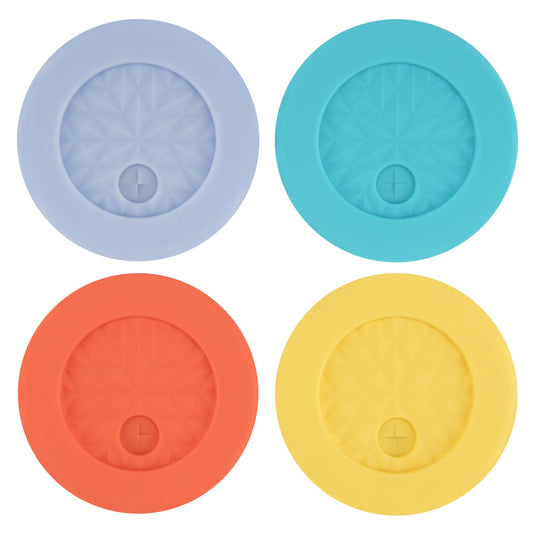 4 Pcs Silicone Lids Fit for Netany 16OZ Drinking Glass Cups with a diameter of 2.3"/58 mm, Replacement Lids for Beer Can Cups, Reusable Covers with Straw Hole for Glass Cups with Bamboo Lids