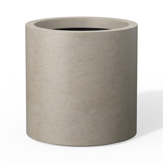 Kante 12.6" Concrete Cylinder Planter, Large Weather Resistant Concrete Planter with Drainage Hole & Rubber Plug, Handcrafted for Indoor Outdoor Plants & Patio Decor, Weathered Concrete Finish