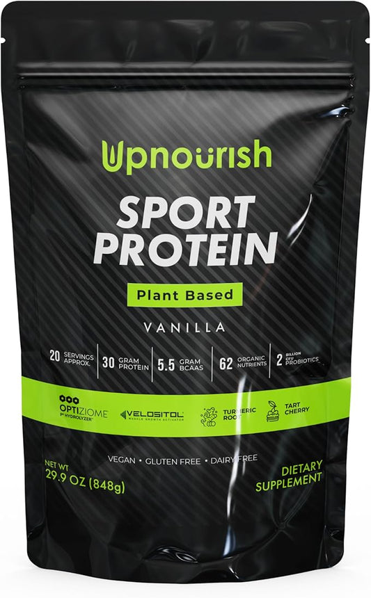 Vegan Sport Protein Powder Vanilla ??30g Plant Based Protein, VELOSITOL, BCAAs, Organic Greens & Fruits, Probiotics, Tart Cherry for Post Workout Recovery, Inform Sports Certified Keto - 20 servings