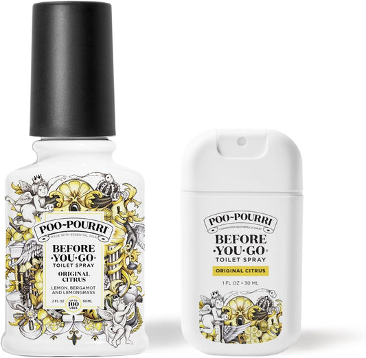 Poo-Pourri Before-You-Go Toilet Spray Bundle | Original Citrus 2 Fl Oz & Travel Size 1 Fl Oz