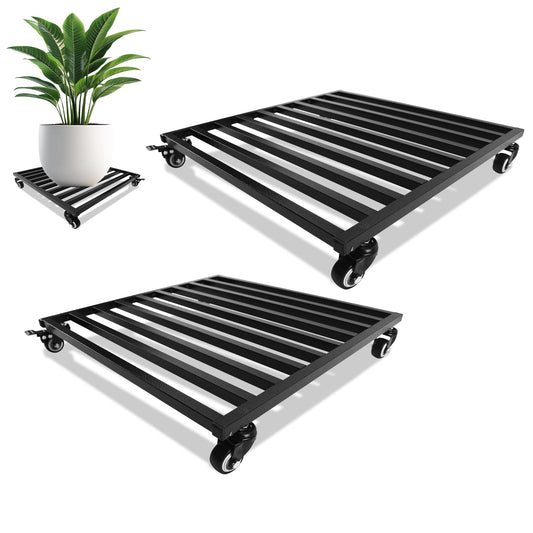 Fsehyue Plant Caddy with Wheels 20'' 2 Pack Metal Rolling Plants Stand Plant Dolly with Lockable Casters Aluminium Heavy Duty Pot Mover Rollers Indoor Outdoor Planter Trolley Holds up 400 Lbs Planter