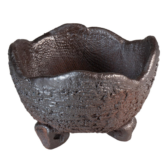 Wazakura Shigaraki Series Japanese Handmade Rustic Crescent Shape Bonsai Pot 6.3 in (160 mm), Made in Japan Ceramic Garden Planter, Decorative Flower Vase, Unglazed Houseplant Bowl - Brown/Grey