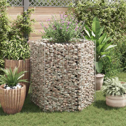 YAFF Hexagonal Gabion Raised Bed in Silver Galvanized Steel, 39.4 x 35.4 x 39.4 inches - Heavy Duty 1400 kg Capacity