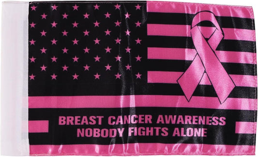 Rouge Motorcycle Flag - 6x10 Inch Double-Sided Breast Cancer Awareness Flag | Durable Satin Polyester