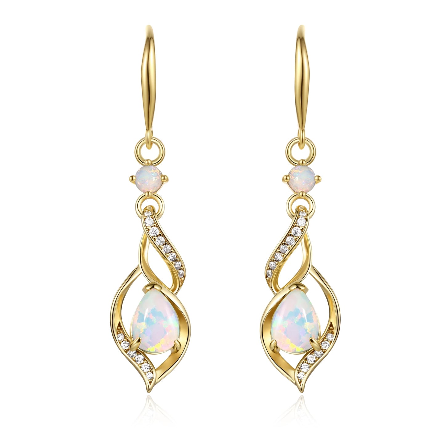 FANCIME 14K Gold Plated October Birthstone Dangle Earrings for Women Teardrop Opal Earrings S925 Sterling Silver infinity Love Birthday Gifts for Mom Women