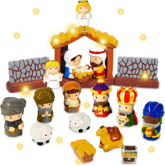 Regine Switzerland 19-Piece Christmas Nativity Set - Hand-Painted Resin Figurines for Festive Tabletop Decor