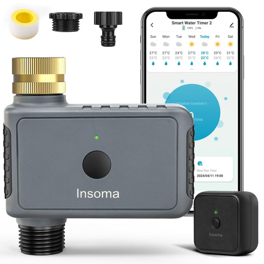 WiFi Water Timer Brass Inlet, 1-Zone Smart Hose Faucet Timer App & Voice Control via 2.4GHz WiFi, Sprinkler Timers w/Auto/Manual/Rain Delay Modes for Garden/Lawn, Works with Alexa & Google Assistant