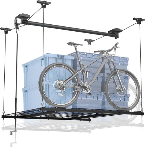 GADFISH Garage Ceiling Lift Storage Rack - Space-Saving Overhead Solution | 4x4 Ft, 350LBS Capacity, 85" Height