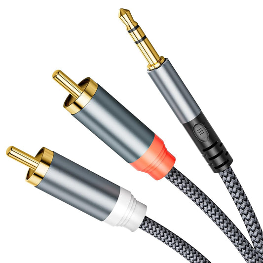 3.5mm 6.6ft, 2 3.5mm MP3 to RCA Cable RCA to AUX Male to Male Stereo Y Splitter Adapter Cable for Smartphone, Speaker