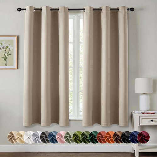MIULEE Taupe Blackout Curtains - Thermal Insulated Room Darkening Drapes | 63 Inch, 2 Panels