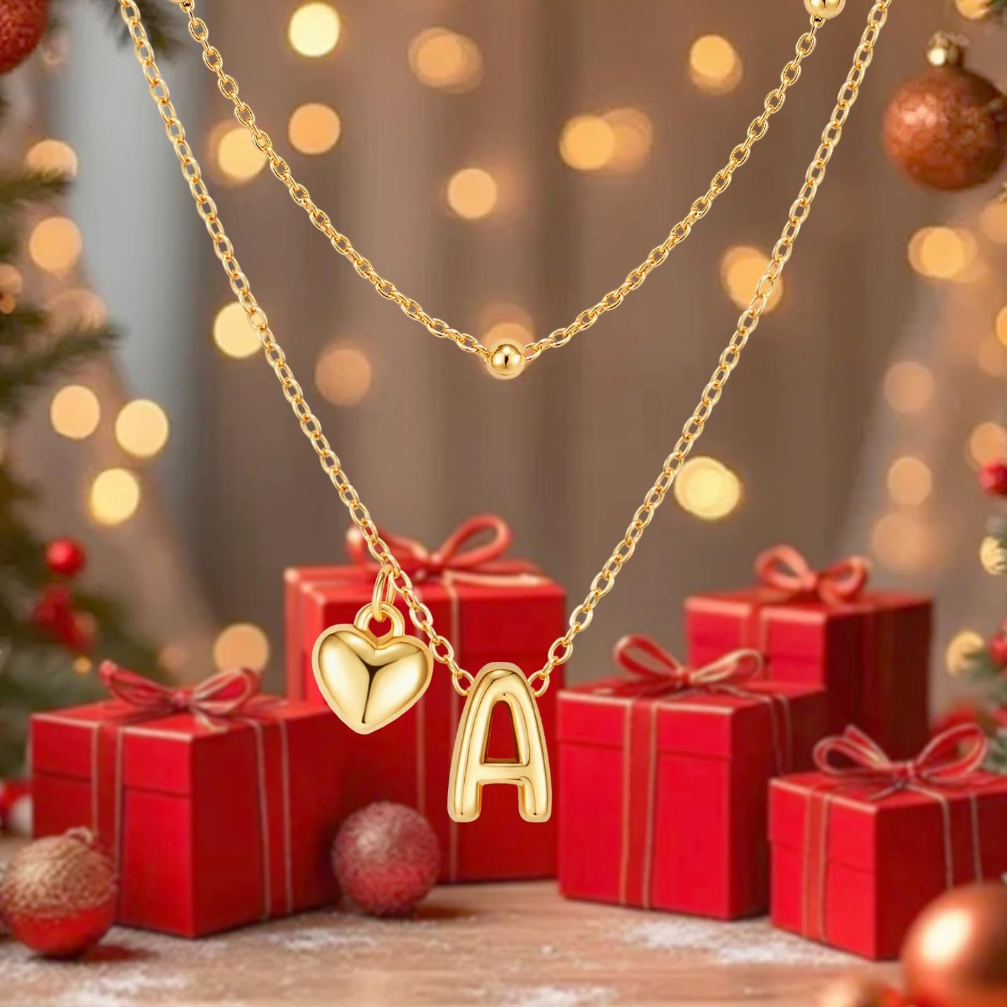 adoyi Gold Heart Initial Necklaces for Women Hers Dainty 14K Gold Plated Heart Layered Letter D Pendant Necklace Stack Trendy Jewelry Birthday Valentines Gifts for Women Jewelry