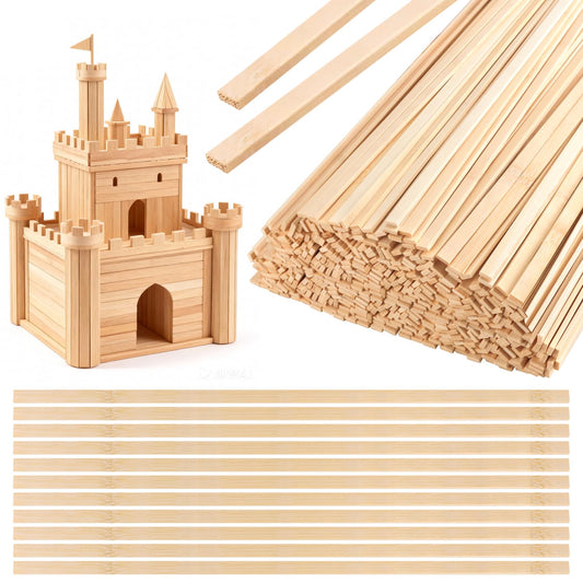 200 Pcs Extra Long Natural Bamboo Sticks - 15.7 x 0.35 Inch Strong Wood Strips, Multipurpose Wooden Craft Sticks for DIY Craft Projects, Handmade Decor, Model Building & Art Supplies