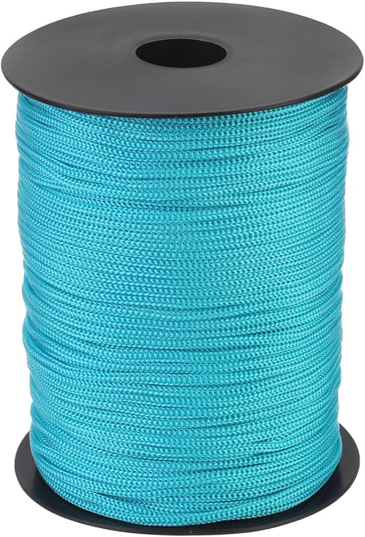 MECCANIXITY 1/8 Inch Polypropylene Rope Braided Ropes, 328ft Nylon Rope Hollow Utility Cord for Clothesline, Camping, Hiking, Outdoor, Blue Green