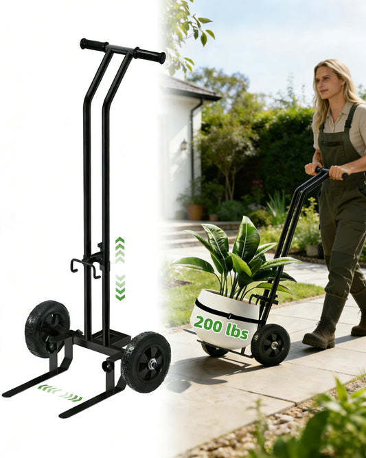 Vlaeng Plant Caddy with Wheels, 200 Lbs Capacity Plant Dolly Cart with Wheels, Handle, Adjustable Forks and Grips, Potted Plant Mover for Flower Shop, Home, Courtyard, Offices, Hotels