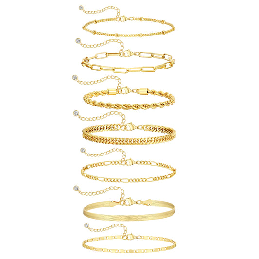 BERISO Gold Bracelets for Women, Elegant Adjustable 14K Gold Plated Bracelet for Women, Trendy Minimalist Dainty Gold Bracelet for Everyday Wear