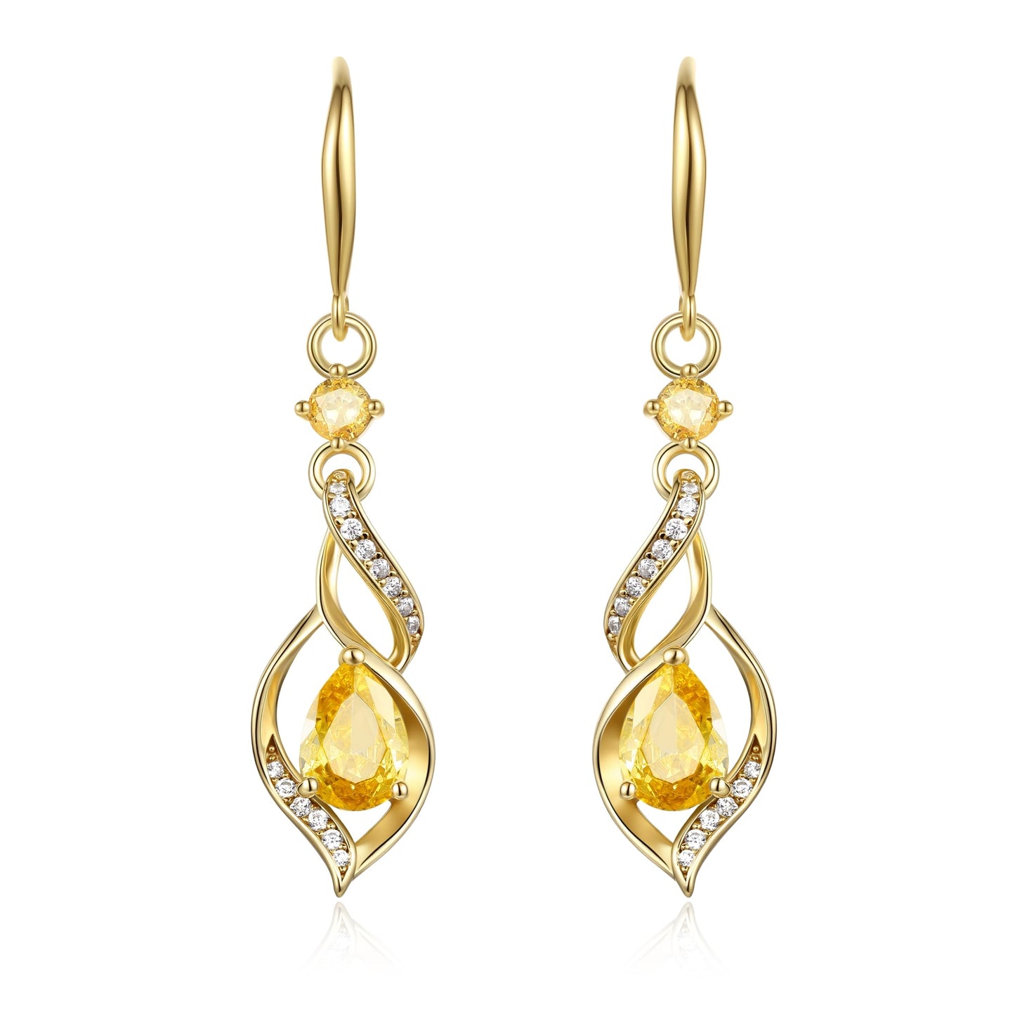 FANCIME 14K Gold Plated November Birthstone Dangle Earrings for Women Teardrop Citrine Earrings S925 Sterling Silver infinity Love Birthday Gifts for Mom Women