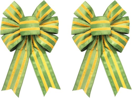 Hying Easter Wreath Bows - 2-Piece Yellow Green Stripes Burlap Decor for Front Door