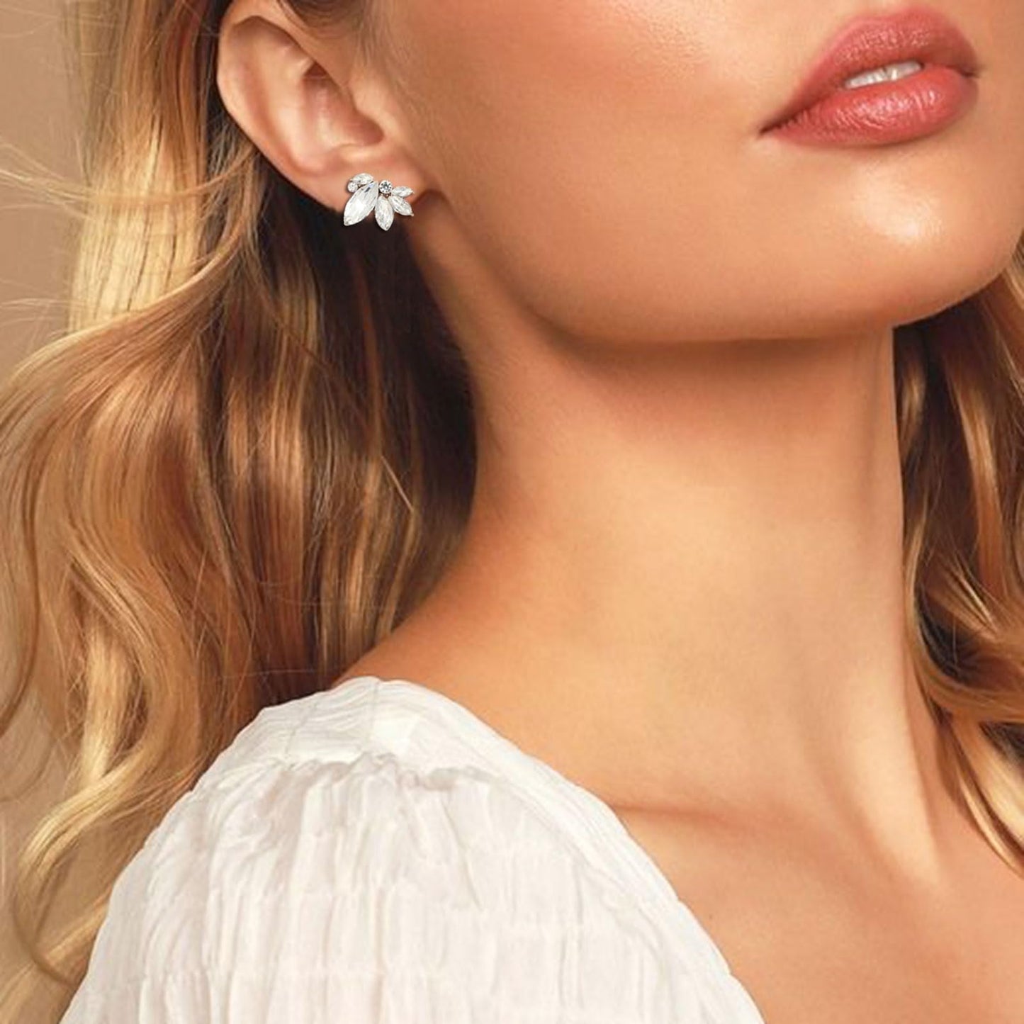 Clear Rhinestone Earrings Cute Small Crystal Earring Stud for Women Wedding Prom Party Cluster Earrings