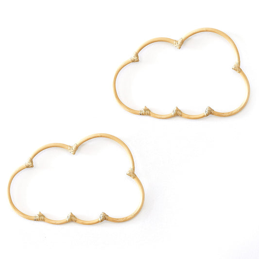 BEBE BASK Handmade Wicker Cloud Décor Set of 2 - Rattan Cloud Decorations - Décor for Bedroom and Baby Nursery Wall - for Girls Room