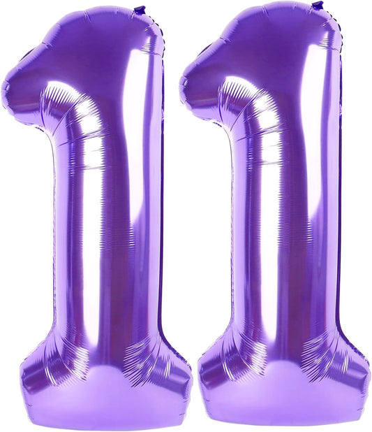 Purple Number 11 Balloon - 40 Inch 11th Birthday Decoration for Girls & Boys Party Supplies