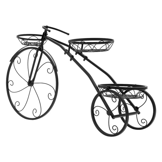 DRRSBRP Metal Bicycle Plant Display Rack, 3 Tier Tricycle Flower Plant Stand, Indoor & Outdoor Vintage Garden Patio Decor, Heavy Duty Iron Plant Shelf Holder for Balcony Porch Yard