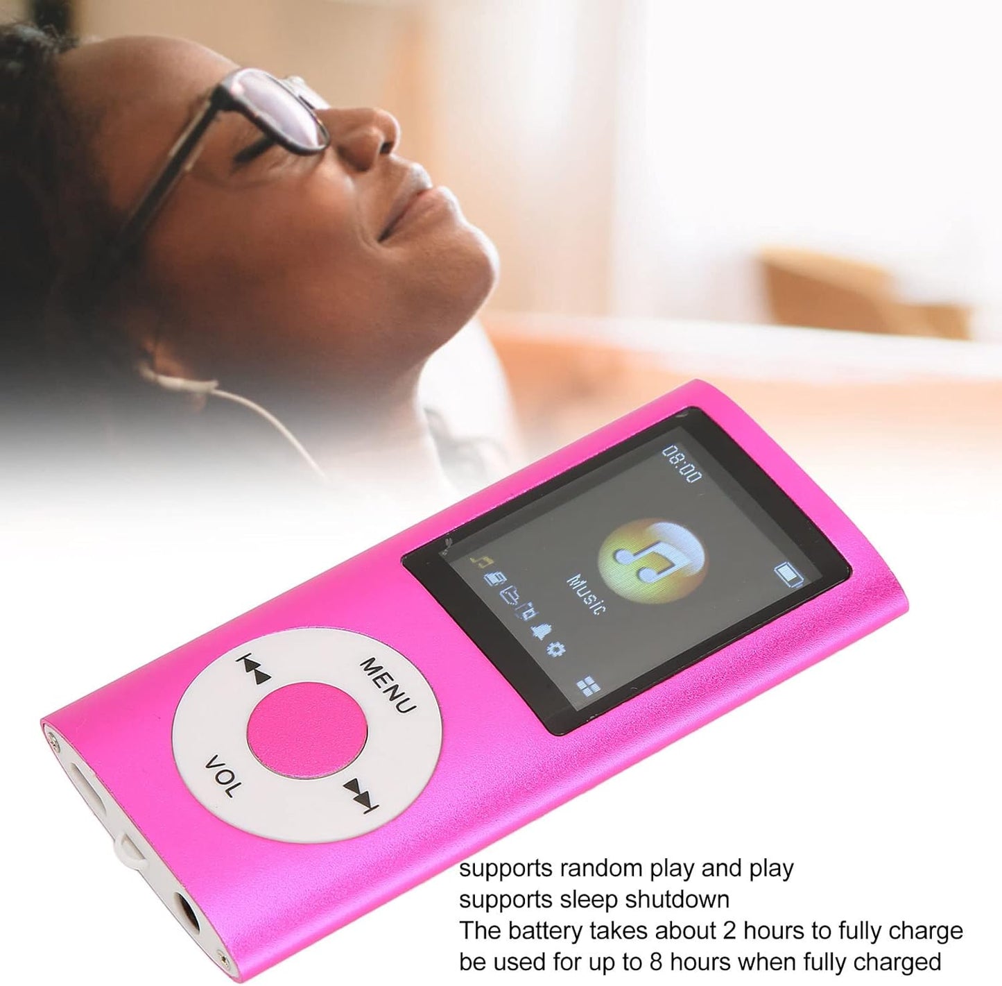 Zunate MP4 MP3 1.8 Inch MP3 MP4 Player, Player with LCD Screen, Portable Digital Lossless Player, Kids Students