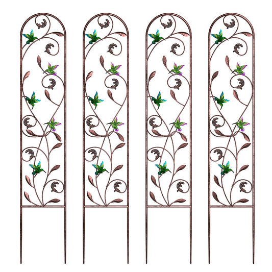 aboxoo Set of 4 Packs Hummingbird Metal Garden Trellis for Climbing Plants,Outdoor Decorative Flowers Arch Fence Trellis for Outdoor Patio,Garden,Yard,Backyard,Wall Brackets,60'' H x 11'' W