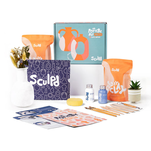 Sculpd - The Original Pottery Kit for Adults - Air Dry Clay for Adults, Tools, Varnish, Brushes, Mother's Day Activities, Arts & Crafts Set, Gloss Varnish