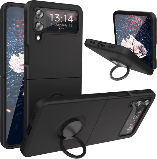 ABITKU 4 360Ring 4 6.7 inch Compatible with Galaxy Z Flip Case, Silicone with Kickstand Holder Microfiber Cloth