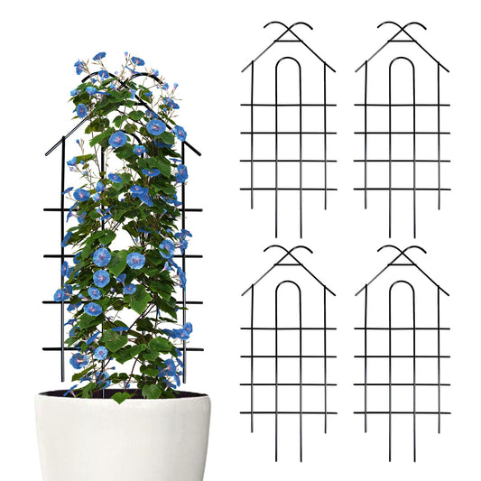 ARIFARO 40" Metal Garden Trellis for Climbing Plants, 4 Pack Large Plant Trellis for Potted Plants, Indoor Outdoor Black Garden Trellis for Vines, Cucumbers, Flowers, 16.5" Wide