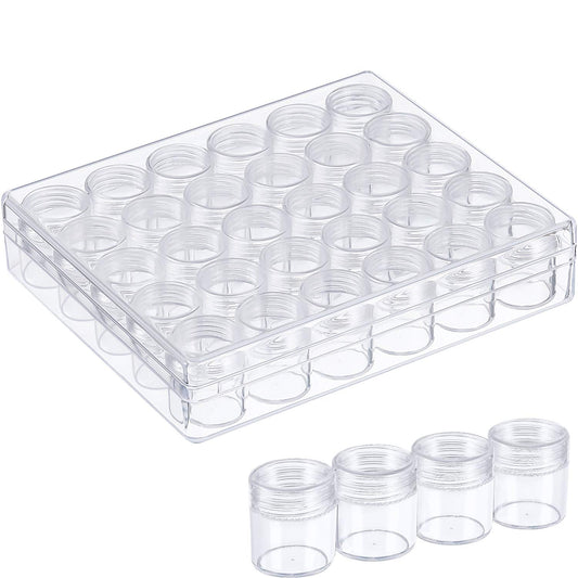 Blulu 30 Grids Bead Organizer Bead Containers Diamond Art Painting Storage with Lid Clear Plastic Small Storage Jars Diamond Painting Accessory Box for DIY Craft Jewelry Seeds(1.15 x 1 Inch)