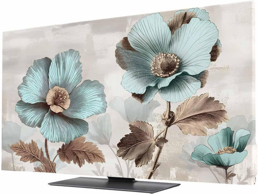 Yukro 65 Inch, 57"x32" Blue Broccoli Indoor TV Dust Cover, Farmhouse Rustic Floral Retro Brown Botanical Elastic TV
