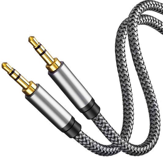 3.5mm 6Ft, More(6Ft/2M,Silver) Tan QY Nylon Braided Aux Cable Audio Auxiliary Input Adapter Male to Male Cord