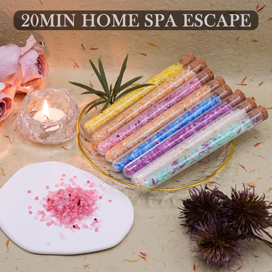 Bath Salts for Women Relaxing, Bath Salts Gift Set, Travel Size with Dead Sea Salt, Essential Oil, Dried Flower, Minerals, Mothers Day Birthday Gift, Spa Bath & Foot Soak, individual packets, 8 Scents