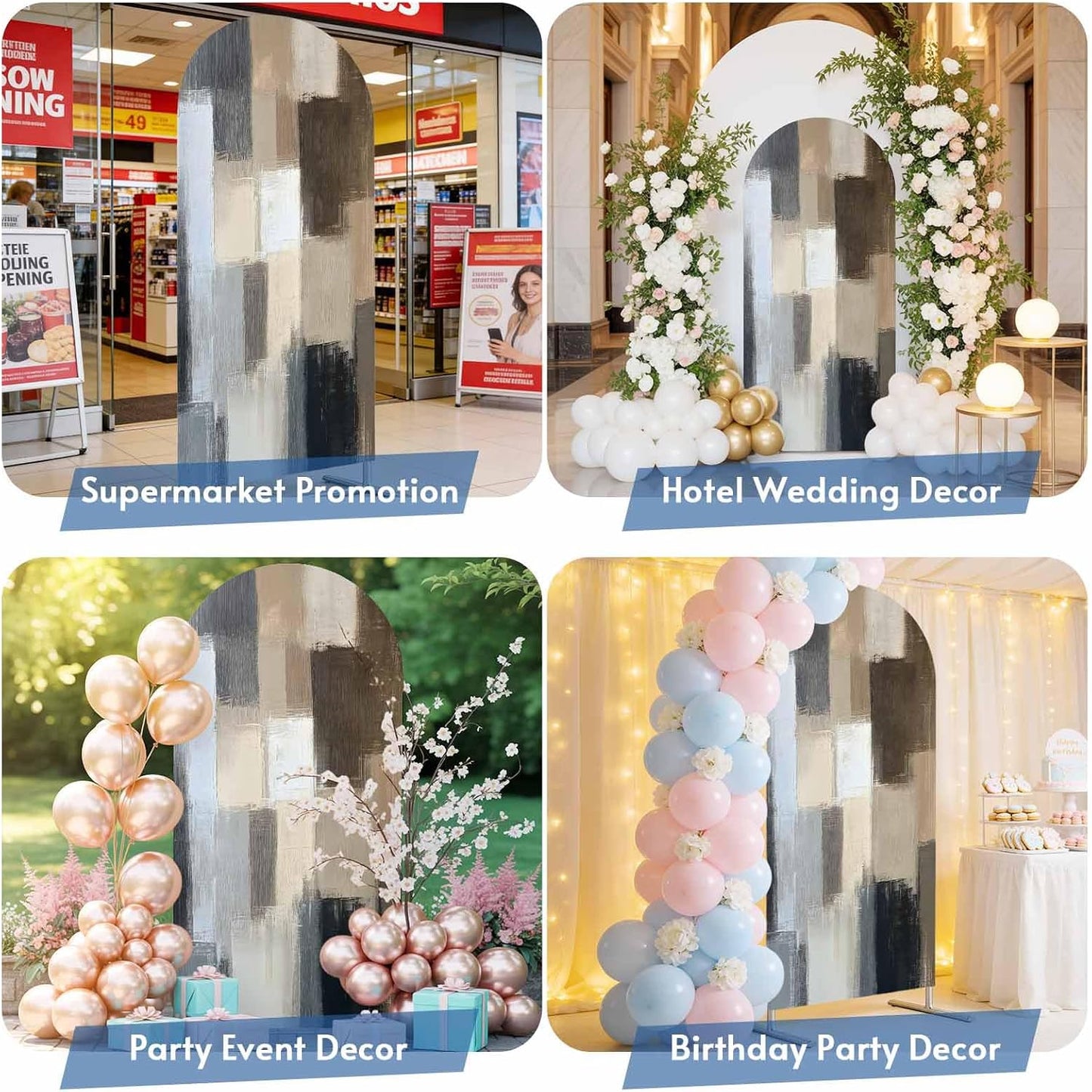 Jnbasdffb 6 Modern Grey Brown Wedding Arch Cover, Stretchy Spandex Arch Backdrop Stand Covers FT, Abstract Oil Painting