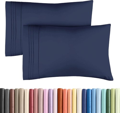 King Pillow Cases by [Brand Name] - Ultra Soft Hotel Quality Covers | Wrinkle-Free & Stain Resistant - Navy Blue, Set of 2