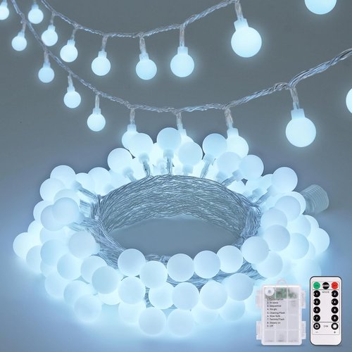 JMEXSUSS Globe String Lights - 100 LED Waterproof Fairy Lights | 33FT Battery Operated with Remote for Indoor & Outdoor Decor