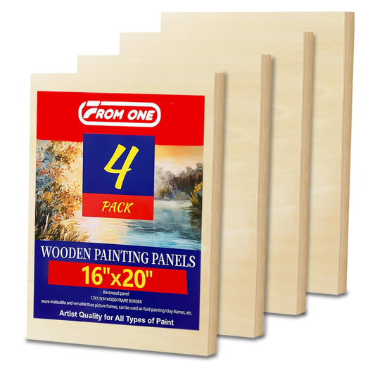 4 Pack 16x20 Basswood Paint Pouring Panels – Wood Painting Boards for Acrylic Pouring, Oil & Resin Art – Sturdy Pre-Sanded Artist Panels for Professionals & Exhibitions