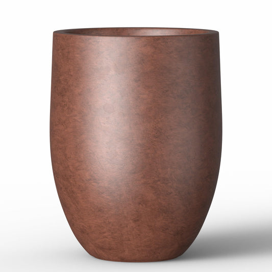 Kante 21.7 Inch Tall Concrete Planter, Rusty Indoor & Outdoor Large Plant Pot with Drainage for Flowers, Trees, Shurbs, Ideal for Home, Porch, Garden, Patio
