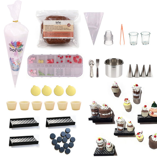 BoFUN DIY Miniature Dessert Fridge Magnet Craft Kit, 1:12 Scale Craft Set for Adults Teens, Handmade Supplies with Magnetic Backing, Home Decor Birthday Gift