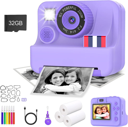 Yosfeng 3 4 5 6 7 8 9 10 2.4 Inch 3-12 32 Instant Print Camera for Kids - Christmas Birthday Girls Gifts for Age Year