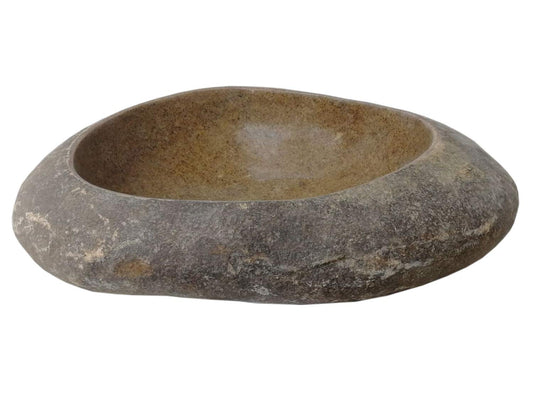 Eden Bath River Rock Boulder Variable Shaped Vessel Sink, Polished Stone Basin with Natural Exterior