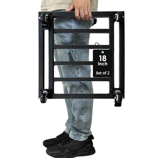Hongsane 18" Square Plant Stand with Wheels Heavy Duty,Large Metal Plant Caddy Indoor Outdoor Use,Rolling Plant Dolly with Industrial Casters,Rust-Proof Black Plant Tray for Large Planters Pots,2-Pack