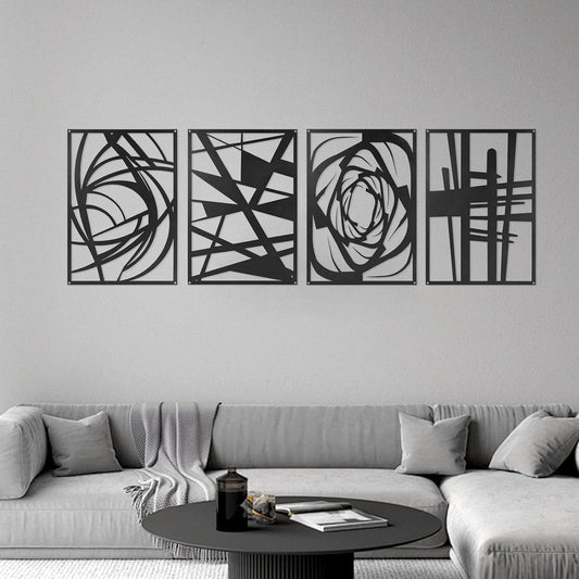 Skiennix Black Abstract Metal Wall Art - Modern Minimalist 3D Textured Decor | 15.7 x 10.6 Inch for Living Room, Bedroom, Office