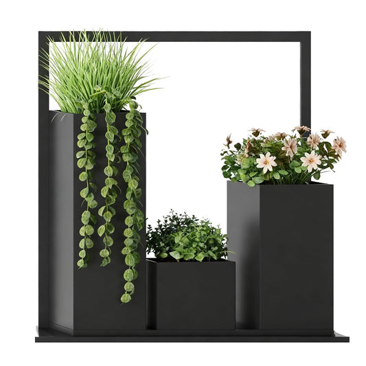 YJEUZCD Metal Large Planter Box, Outdoor Indoor Tall Long Flower Box Partition, Commercial Patio Porch Garden Partition Divider(80x80cm/31.4x31.4in)